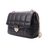 Michael Kors MK Soho Sac à main bandoulière épaule matelassé Boucle dorée Rabat Couleur unie Chaîne Cuir Porté à la main Sacs pour femmes Noir 30F0G1SL4L-001
