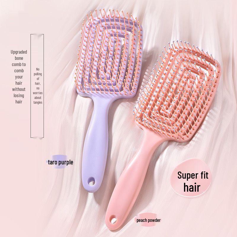 

Women s Long Hair Styling & Massage Comb - Anti-Static, Hollow Skeleton Design for Nourishing Care розовый