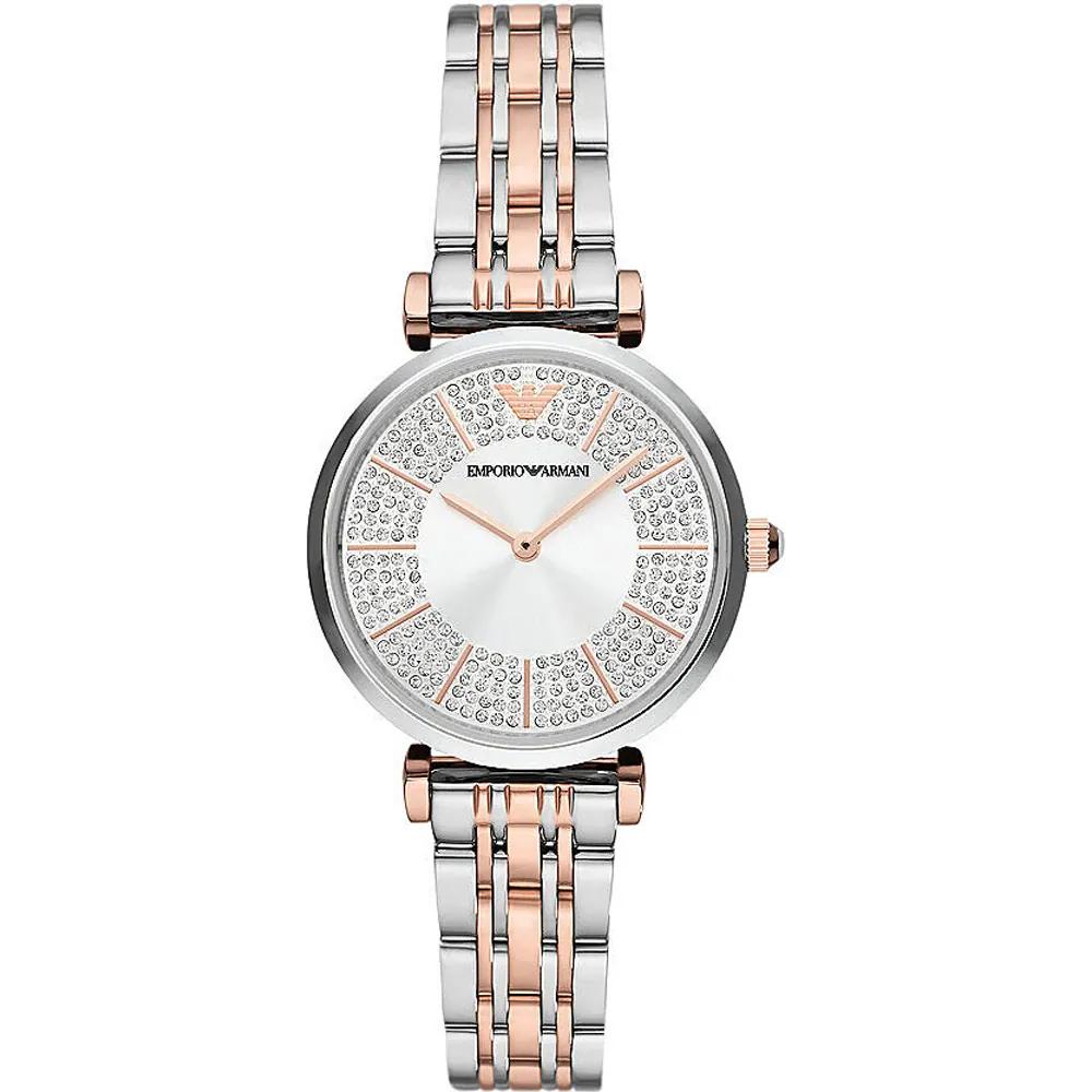 Emporio Armani Gianni T-Bar Silver Bicolor rose Ladies Quartz AR11537 Watch серебряный