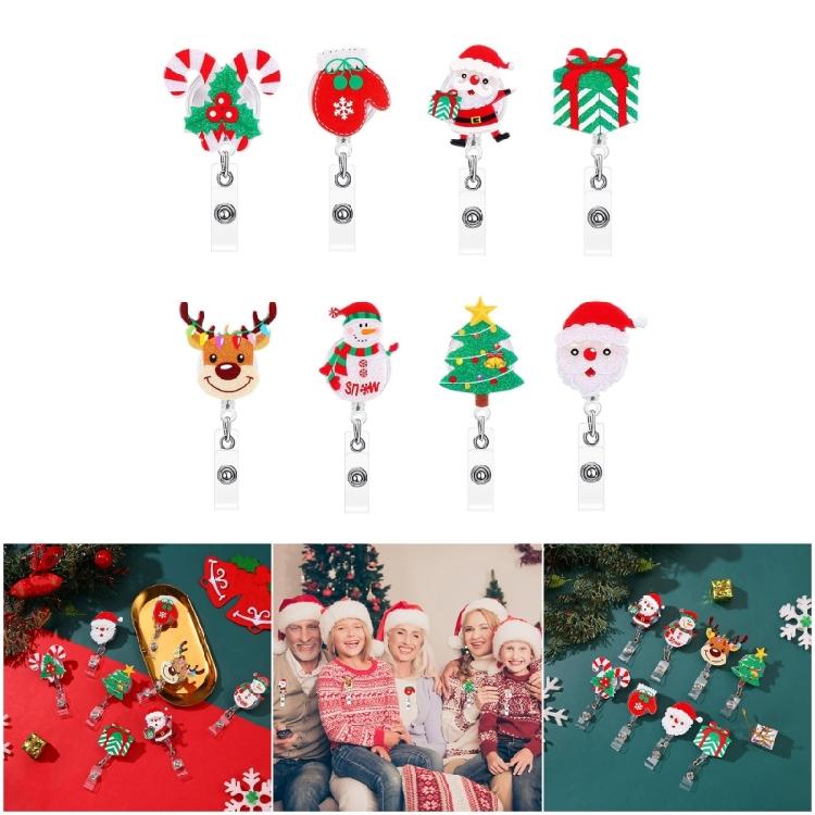 Christmas Badge Holder with Belt Clip Spring Loaded Retractable ABS Badge Holder for Doctor Nurse Student Teacher