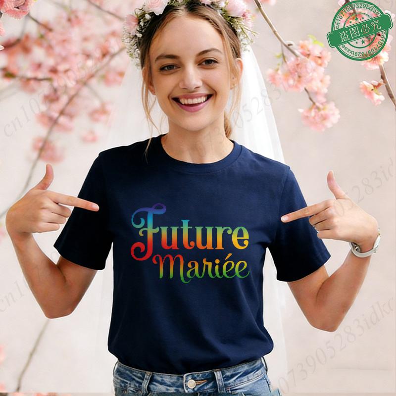 French Girls Bachelorette EVJF T-Shirts Future Bride Team Print Casual Short Sleeve Tees for Bride Squad Party Matching Outfits