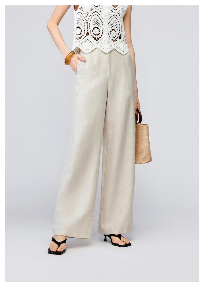 Narrow linen wide leg pants for women, loose and slimming, casual floor length pants for women, straight leg pants