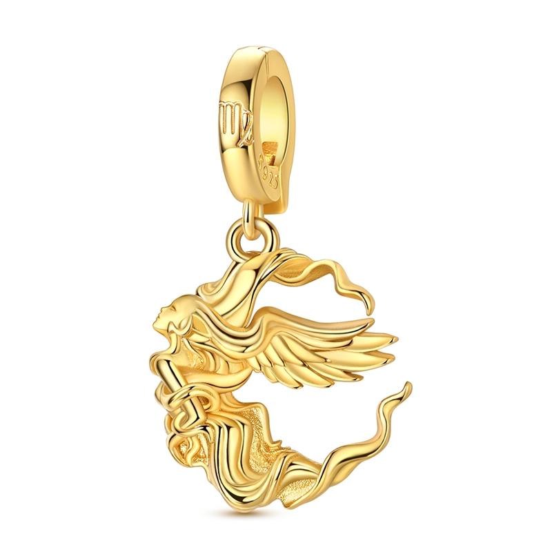 Original 925 Sterling Silver Charms Golden 12 Constellation Openable Pendant Fit Original Bracelet For Women DIY Jewelry Gift