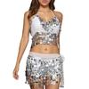 Lightweight Belly Dance Performances Wear Sequins Accented Halter And Scarf Combo For Different Skill Level
