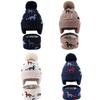 Cartoon Dinosaur Wool Pom-Pom Hat & Scarf Set: Thickened Knit for Autumn/Winter, Ear-Protecting Warmth