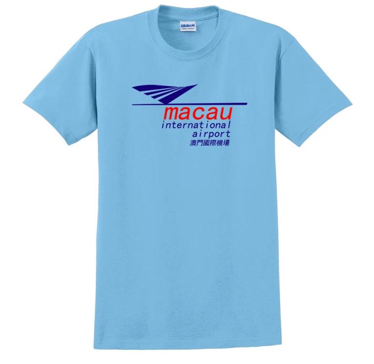 

Macau International Airport Tee Shirt Asia China Air Travel Sky Blue T-Shirt 3XL