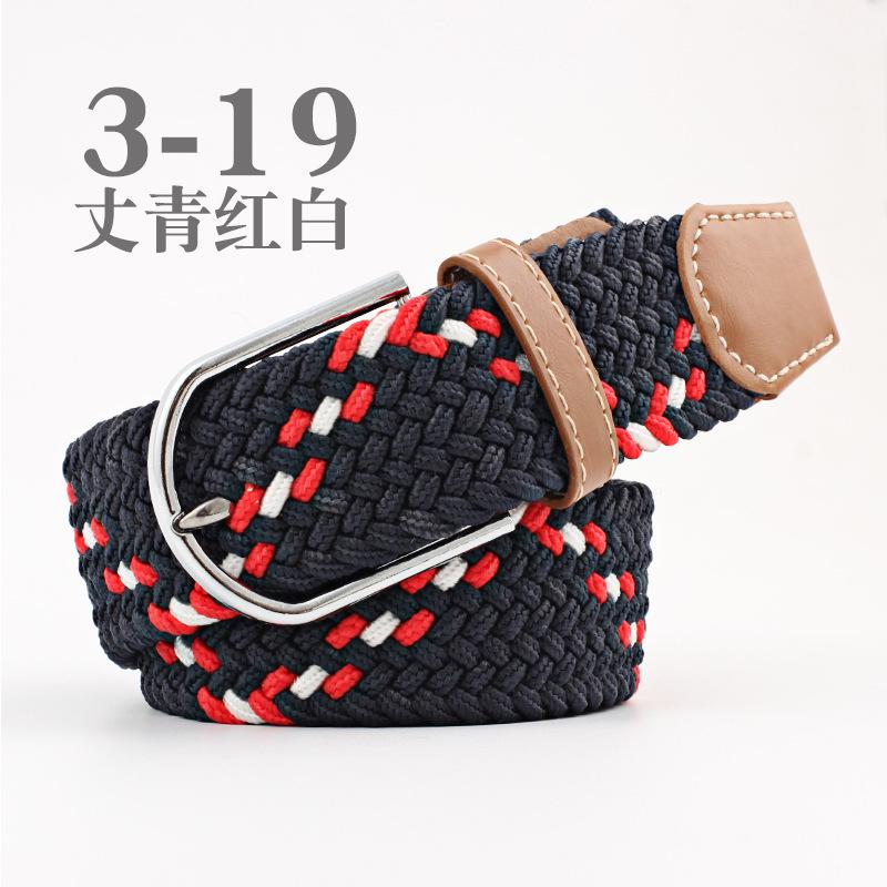 Women Casual Knitted Pin Buckle Without Holes Men Belt Woven Canvas Elastic Expandable Braided Stretch Belts for Female Jeans
