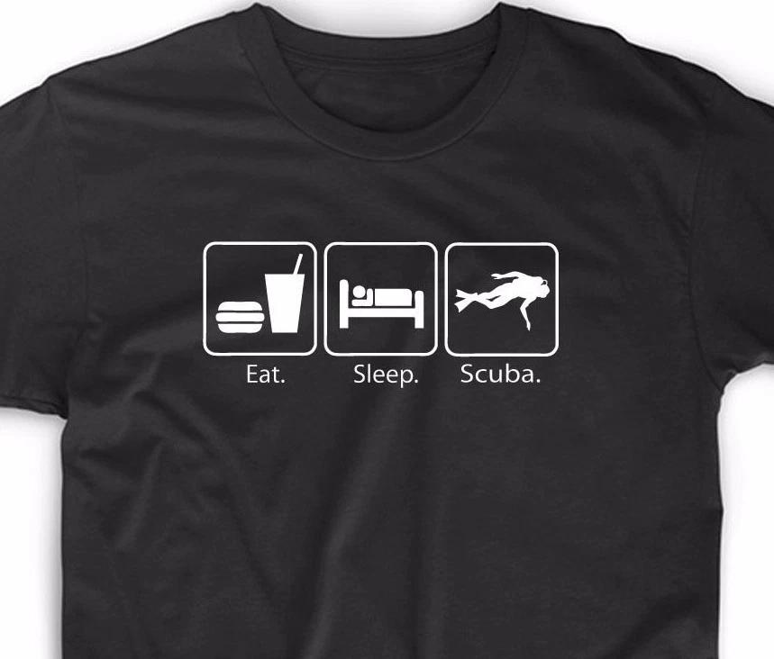 Eat Sleep Scuba Sports T Shirt Funny Diving Dive Snorkeling Tee Diver Swim Ocean M