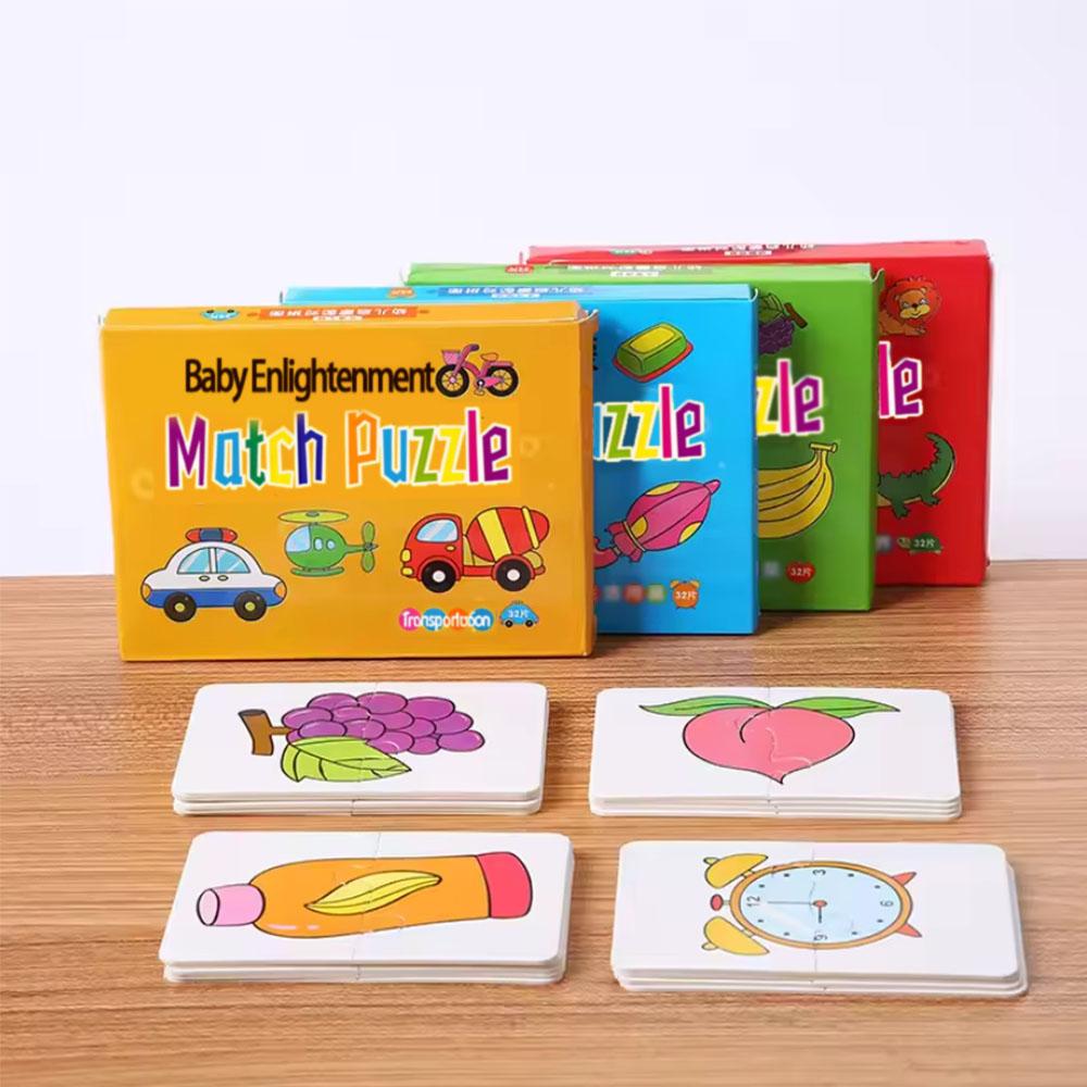 16Pcs Toddler Card Matching Game Cognitive Abilities Truck Fruit Animal Puzzle Kit for 1-3 Year Old Boys Girls Skills Learning
