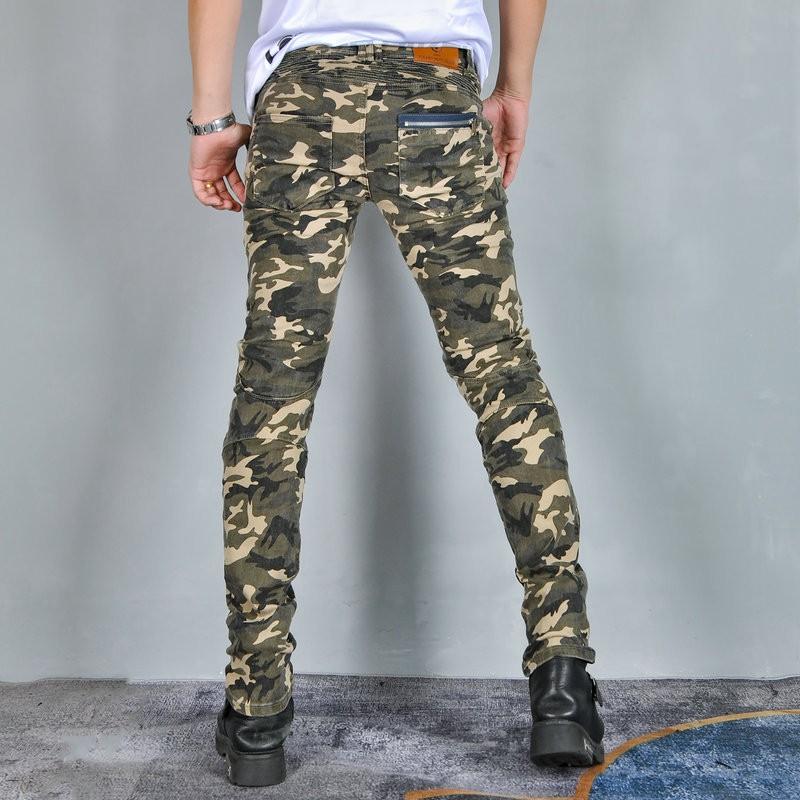 Mens Motorcycle Riding Jeans With Silicone Padding Camo Stretch Fit Crash Protection Off-Road Street Use