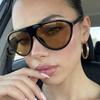 Retro Pilot Style Sunglasses for Men Women UV400 Protection Black Frame Brown Lens Fashion Shades for Driving Outdoor Activities