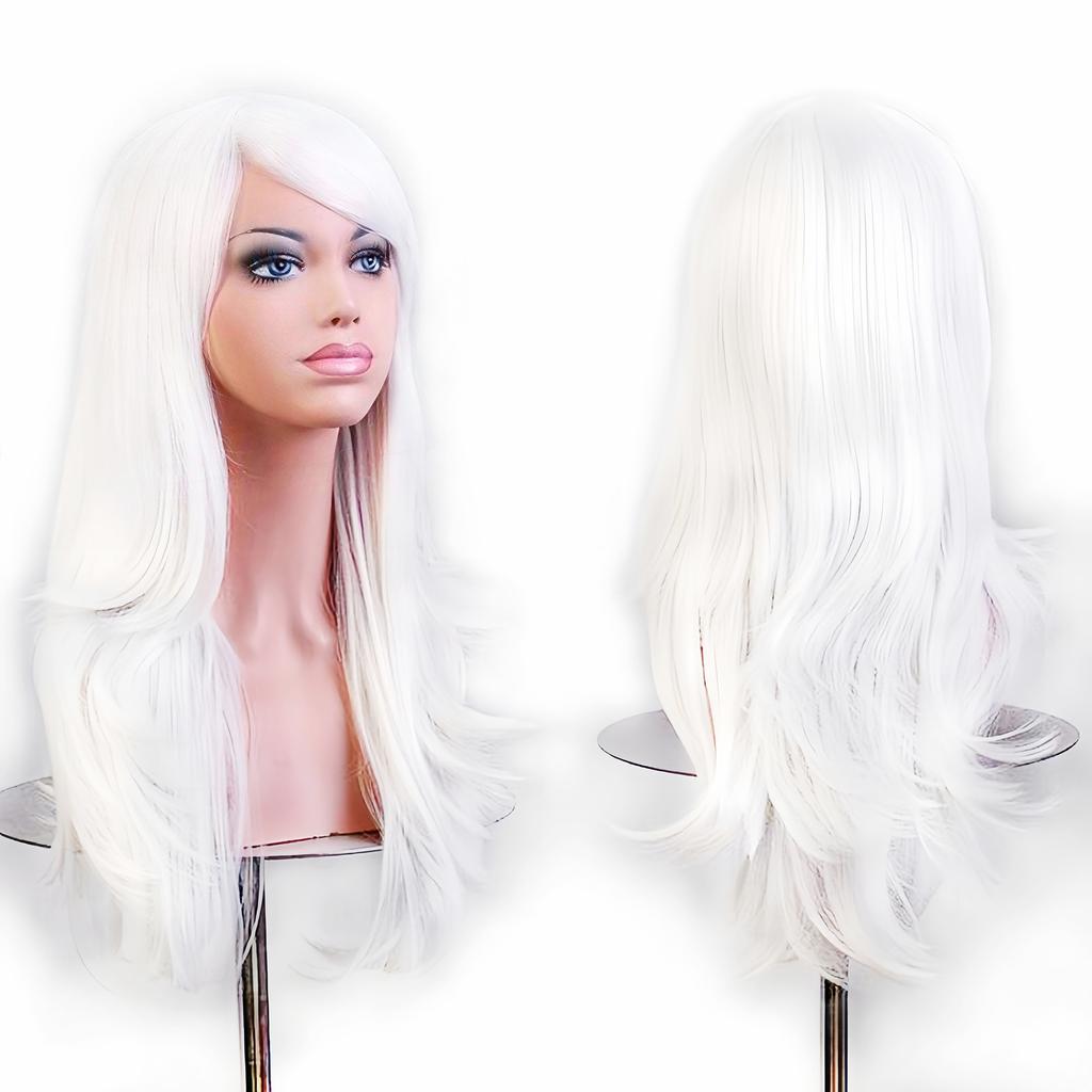 Soowee 70cm Lange Synthetische Perücken Rosa Lila Cosplay-Perücke Gewellt Halloween-Kostümhaar Kunsthaar für Damen