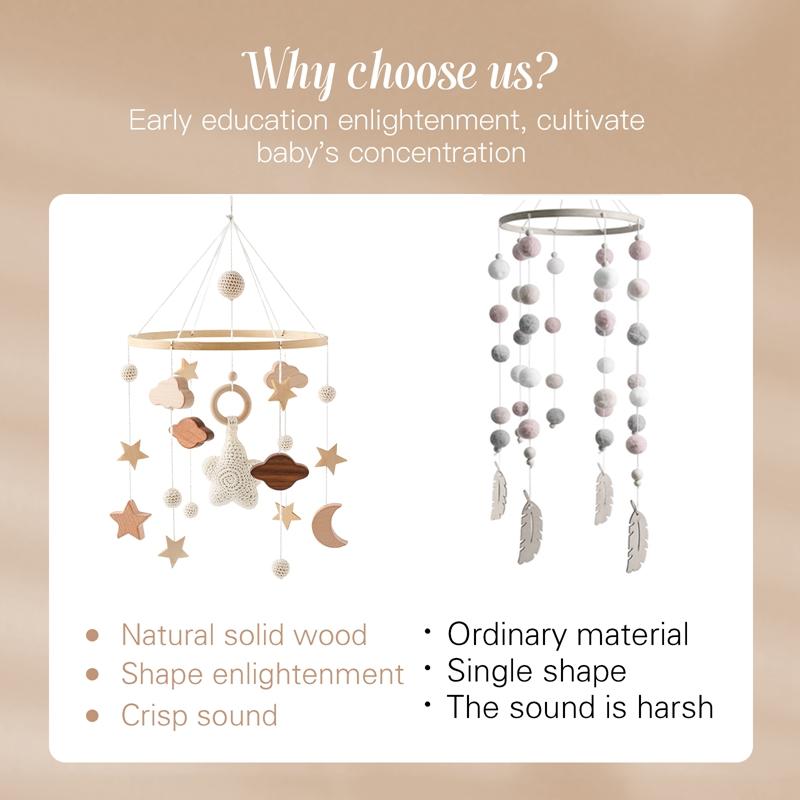 Baby Wooden Crib Mobile Bed Bell Hanging Rattle Toy Newborn Music Box Bed Bell Hanging Toys Holder Bracket Infant Crib Baby Gift