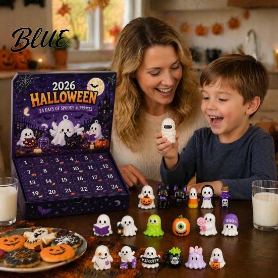 Cute Ghost Resin Ornaments Halloween Advent Calendar 2026 24 Day Countdown with Theme Gift for Adults Collectible Figures Gifts Kids Boys