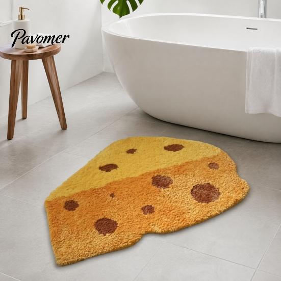 Cute Entrance Door Mat Croissant Bath Mat, Non-slip Absorbent Soft Bathroom Rug, Decorative Cheese Monstera Fluffy Imitation Cashmere Rug Leaf Machine