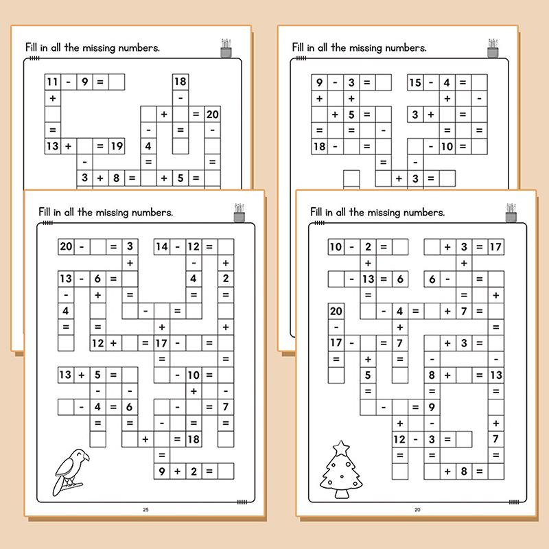 New Math Workbook Montessori For Kids Ages 5-8 Math CrossWord Puzzles Addition Subtraction Multiplication Division Criss Cross