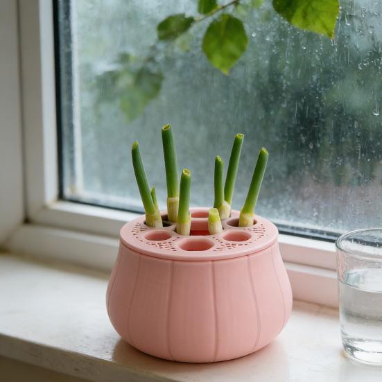 Countertop Scallion Planter Hydroponic Regrow Station with Detachable Lid Kitchen Regrowing Planter for Easy Scallion Regrowth