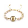 Virgin Mary Woven Pearl Bracelet: European & American Layered Jewelry for Autumn & Winter