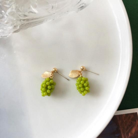 Yousheng 1 Pair Ear Studs Grape Japan Korean Style Jewelry Green Fruit Stud Earrings Jewelry Gifts