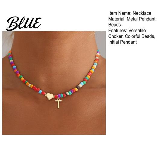 Collana Inossidabile Choker con Perline Donna Perline Colorate Ciondolo con Iniziale Perla