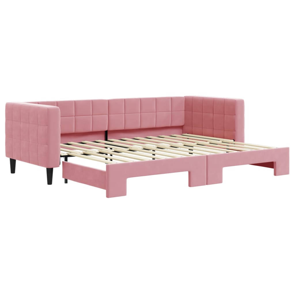 Pull Out Daybed Pink 80 x 200 cm Velvet