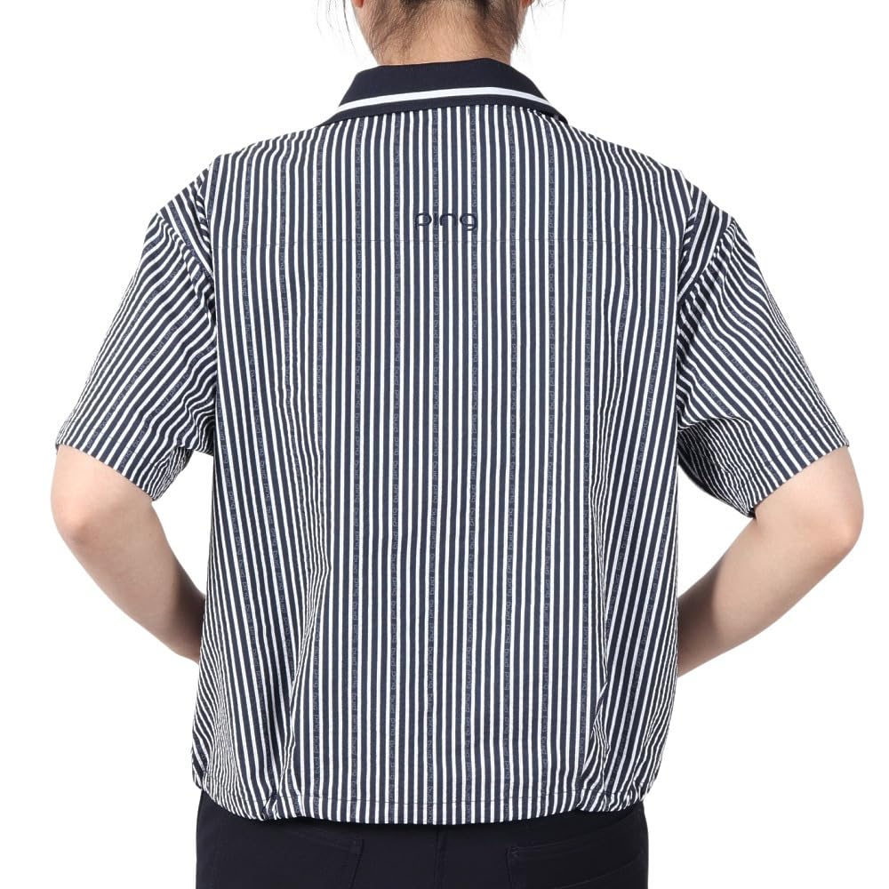 [Pin Apparel] Women's Short-sleeved Open-collar Shirt (all-directional Stretch, Moisture-wicking and Quick-drying)  Golf  622-5111300 120Navy S
