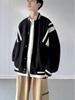 Men's Retro Wool Color Block Baseball Jacket - Trendy, High-End, Versatile Coat for Spring and Autumn.