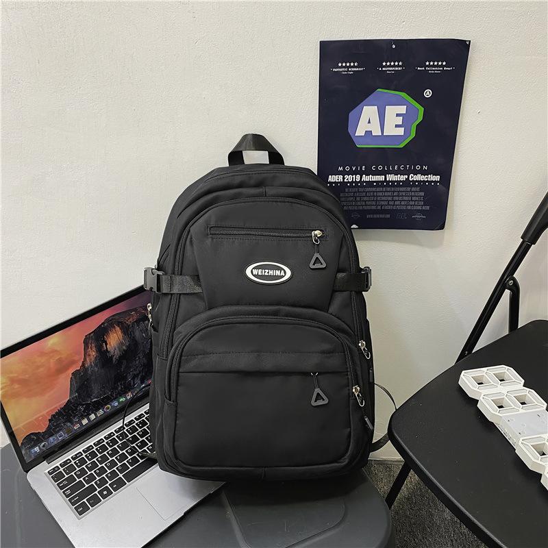 Весна Новый Японский Стиль Простой Женский Стиль Харадзюку Стиль Колледжа Трендовый Однотонный Ins Корейская Версия Студенческий Рюкзак чёрный