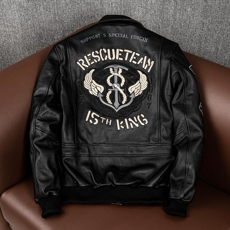 New Mens Genuine Leather Jacket Top Grain Cowhide Bomber Flight Jacket Stylish Short Coat