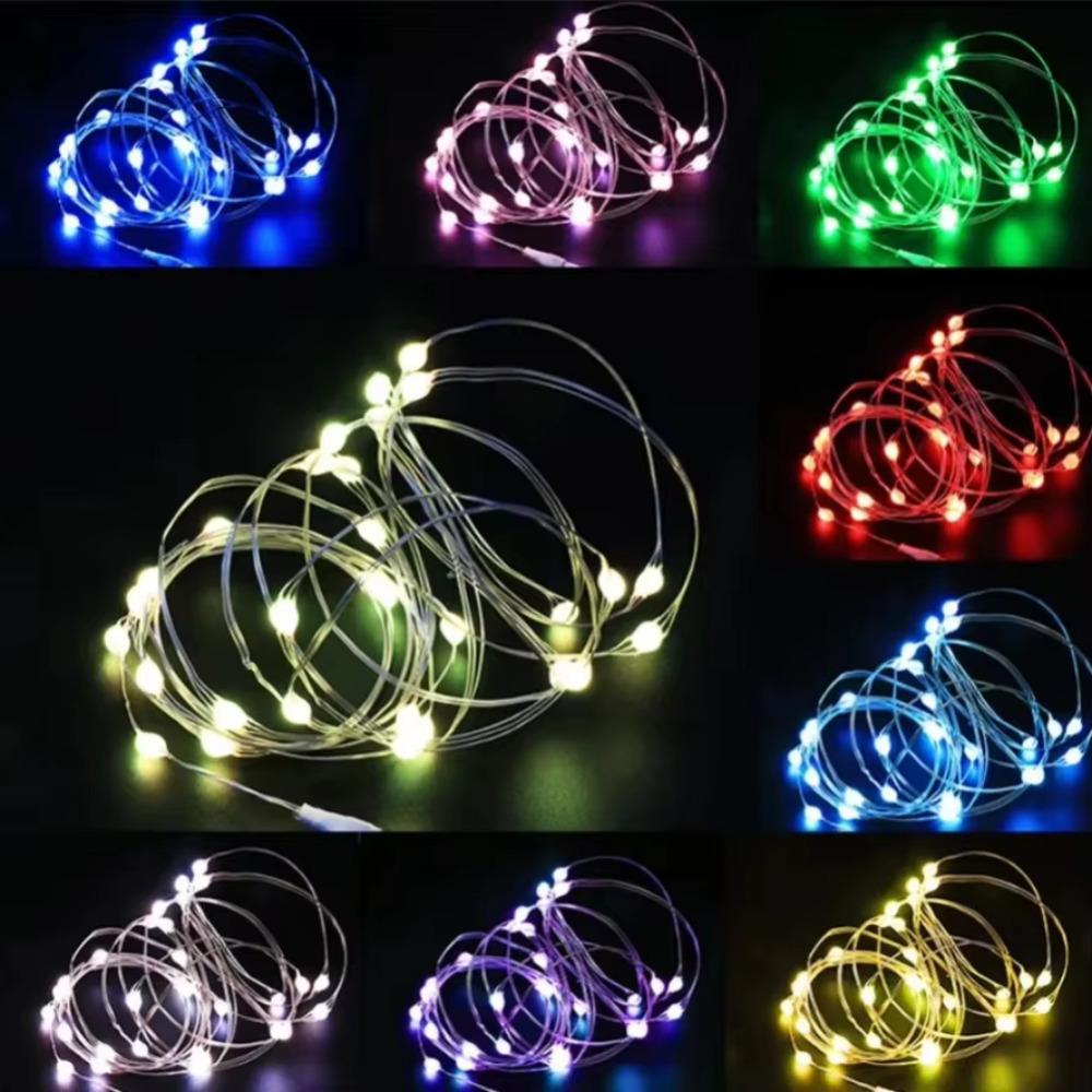 5 ks Vianočné USB LED reťazové svetlo Medený drôt Rozprávkové girlandové svetlo Farebné Svadobná párty Sviatok Vonkajšie Kempingové osvetlenie