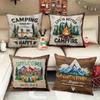 2D Flach - 4er Set Camping Wohnmobil Kissenbezüge, Outdoor Stil Sofa Kissenbezüge, Heimdeko Kissenhüllen, Geschenk für Familie, Freunde Und Partner, 2D F