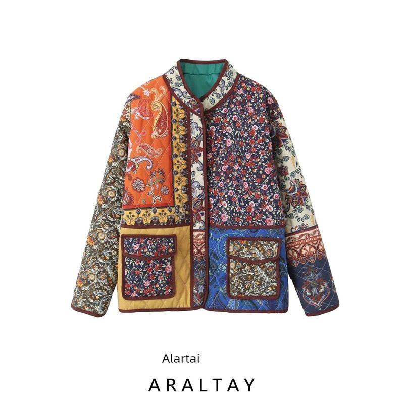 Araltay New Arrival Fashion Style Women's Clothing Fashion All-Match Casual Retro Positioning Print Loose Cotton Coat Outwear