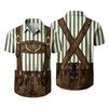Men's Short Sleeve Button Up Shirt with Printed Vintage Beer Festival Elements Casual Loose Fit Party and Everyday Wear Shirt