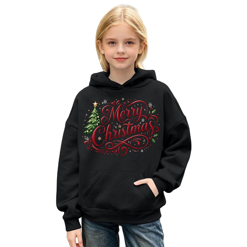 Boys and Girls Christmas Hoodie Sweatshirt Casual Comfortable Pullover Top for Holiday