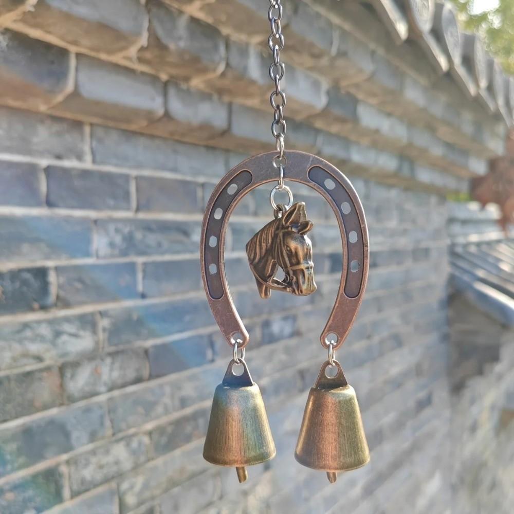 Vintage Retro Wind Chimes Horse-Shaped Courtyard Hanging Ornament Outdoor Wind Chimes  New Year