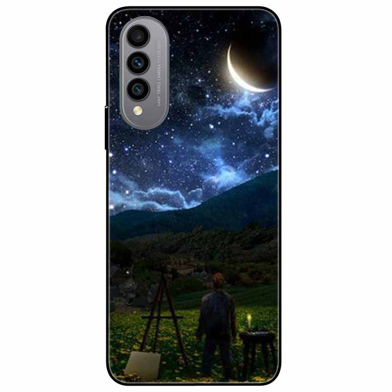Pentru Wiko T50 Carcasă T 50 4G Huse TPU Silicon Negru Carcasă Lună Înstelată pentru Wiko T50 Carcasă WikoT50 Rezistentă la Șocuri Moale Desene Animate 6.6''