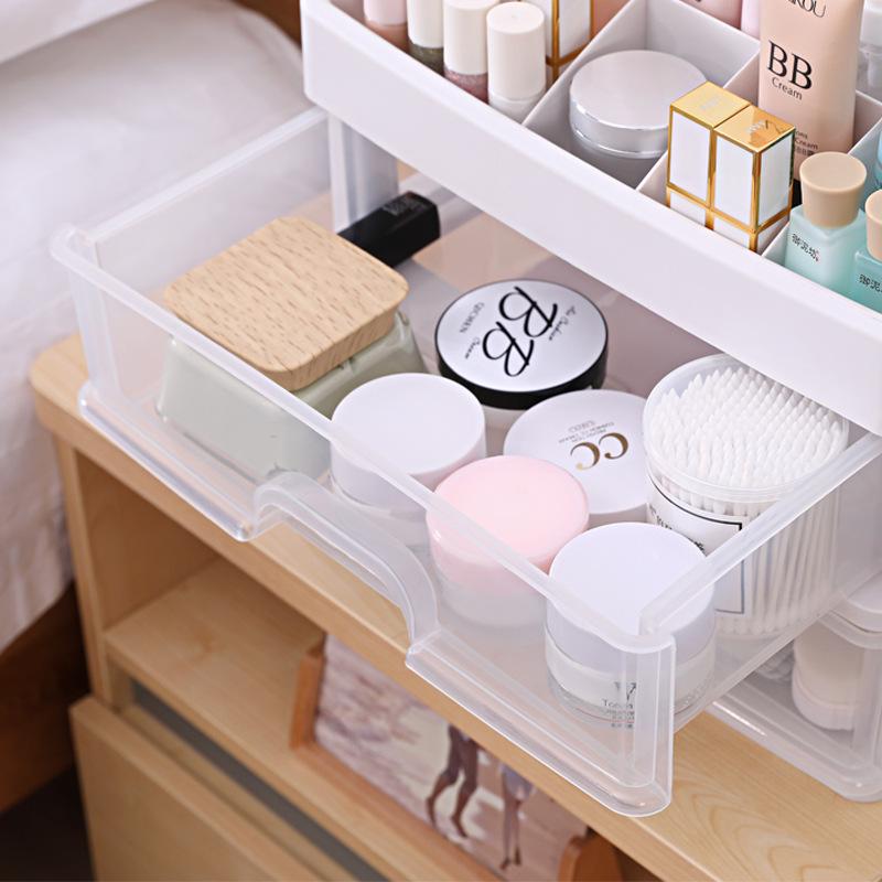 Large Capacity Desktop Cosmetic Storage Box with Drawers for Dorms