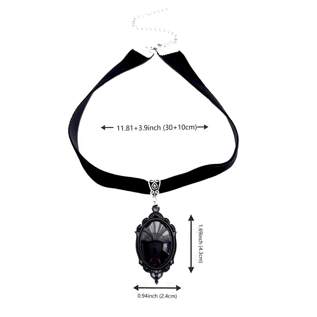 Dark Gothic Retro Style, Black Oval-shaped Pendant, Choker Necklace, Neckband, Necklace for Women