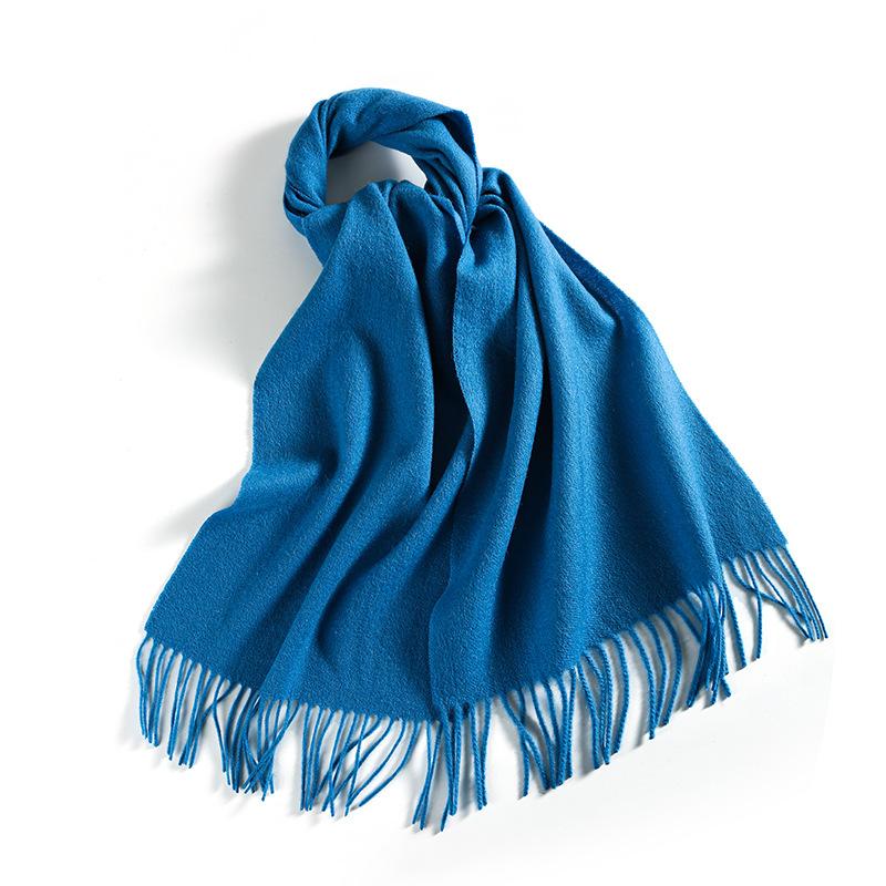 Winter Solid Color Wool Scarf for Women New Versatile Tassel Fashion Warm Neck Scarf Comfortable Real Wool Scarf