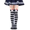Cartoon Santa Christmas Stockings for 6-10Y Children Over the Knee Socks for Little Girls Unisex Winter Striped Socks