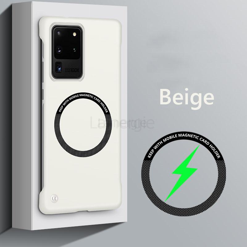 

Безрамковий магнітний тонкий чохол для Magsafe для Samsung Galaxy S20 FE Plus Ultra S20FE 5G бездротова зарядка жорстка задня кришка For Galaxy S20 бежевий