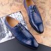Fashion Men Shoes Luxury Italy Brand High Quality Lace-Up Business Formal Party Suit Footwear  Soulier Pour Homme New Fashion Black Blue