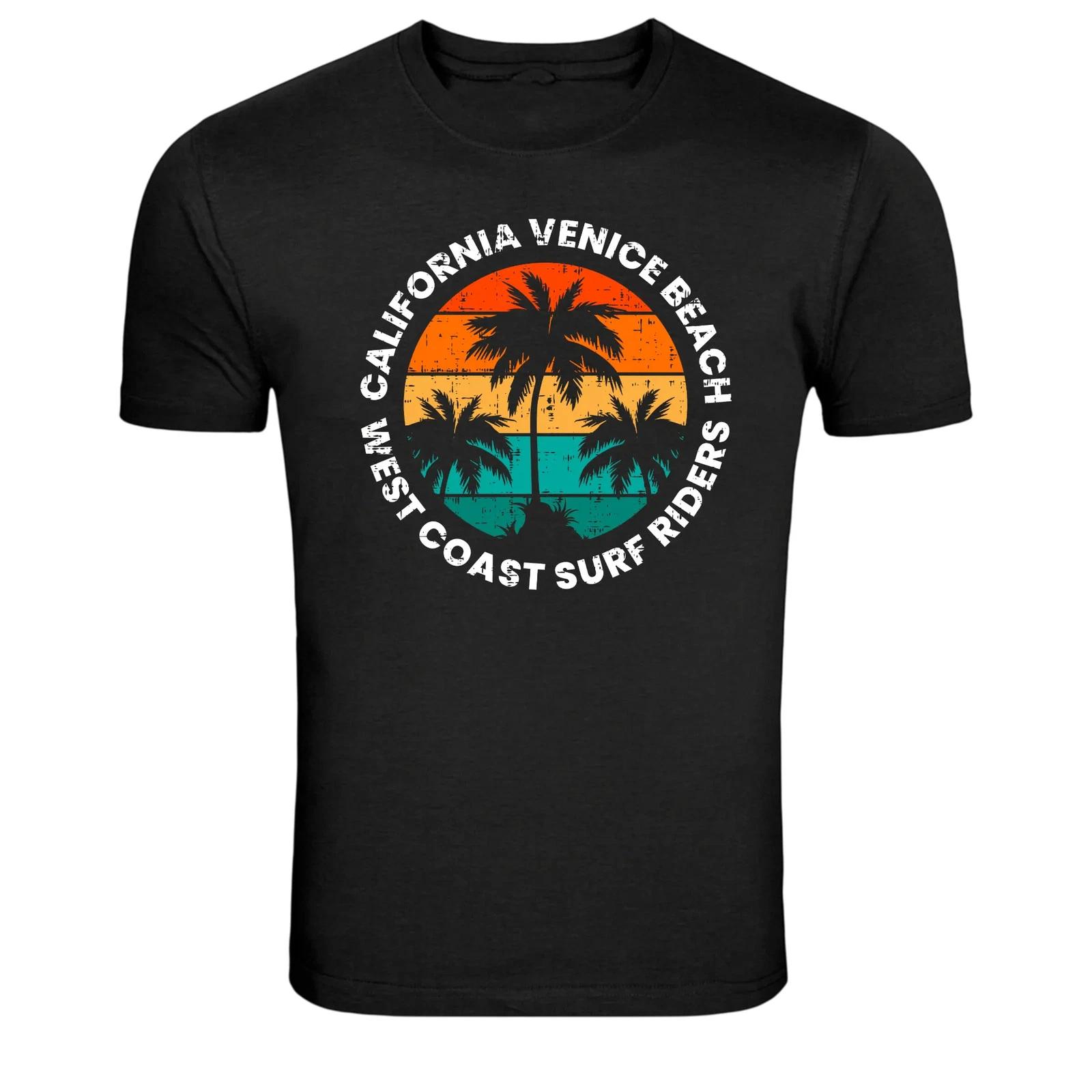 California Venice Beach Surf Rider Sunset Graphic T-Shirt XL