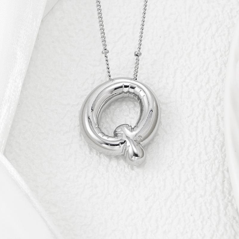 Smooth Chunky Bubble Initial letter Pendant Necklace Women Personality Jewelry Gold Balloon 26 Letter Necklaces