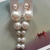 New Trendy Elegant Created Big Simulated Pearl Long Earrings Pearls String Statement Dangle Earrings