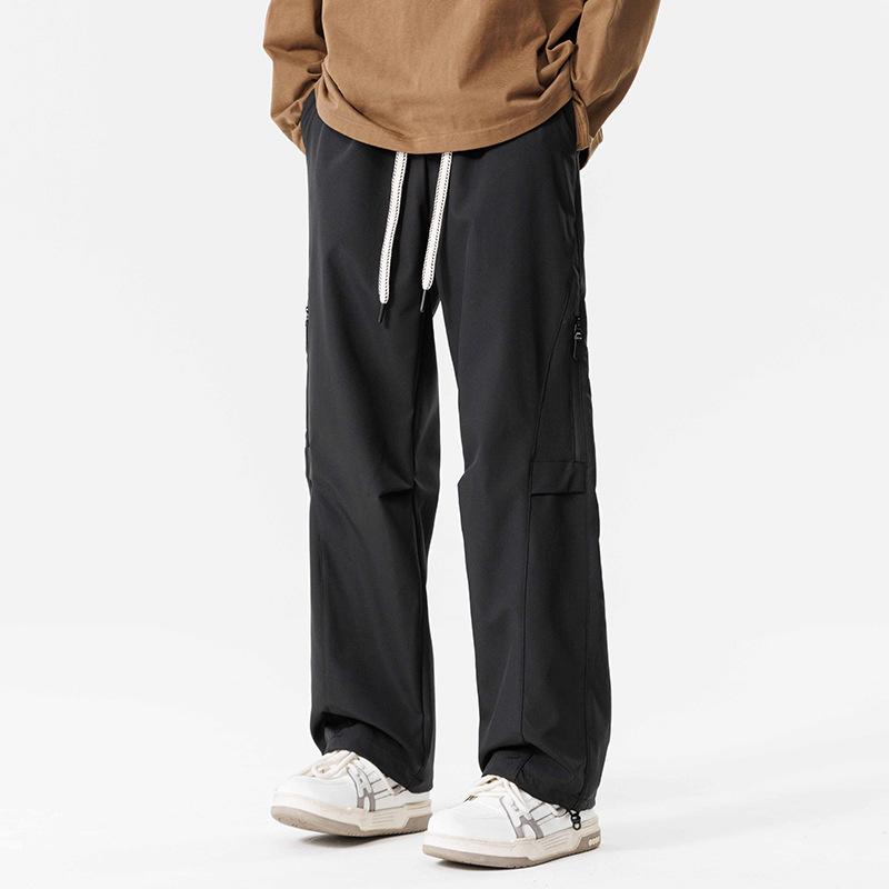 

Men s outdoor waterproof charge pants men s autumn and winter new velvet straight tooling casual pants loose trousers M