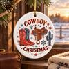 Xmas Tree Hanging Ornaments Ceramic Christmas Ornament, 2D Double Sided Cowboy/Nutcracker/Holy Berry Living Room Wall Decor Ornament for Holiday Tree,