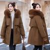XL large size winter clothing large fur collar medium and long pie overcoming padded jacket women's fashion padded jacket velvet padded jacket