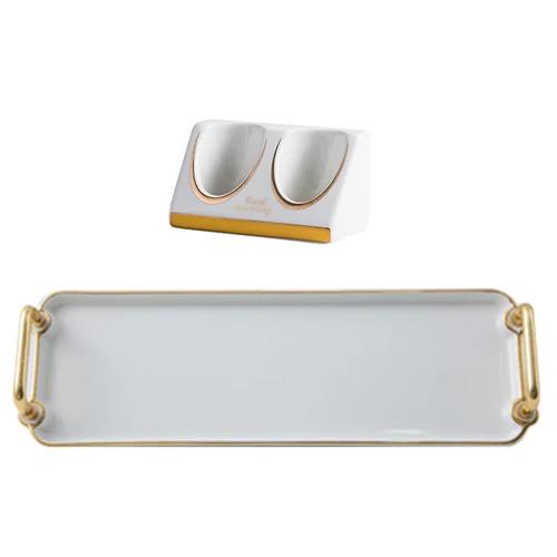 Bathroom Supplies Ceramic Tray Electric Toothbrush Holder Glass Mouthwash Cup Desktop Storage Tray Bathroom Decor Accessories