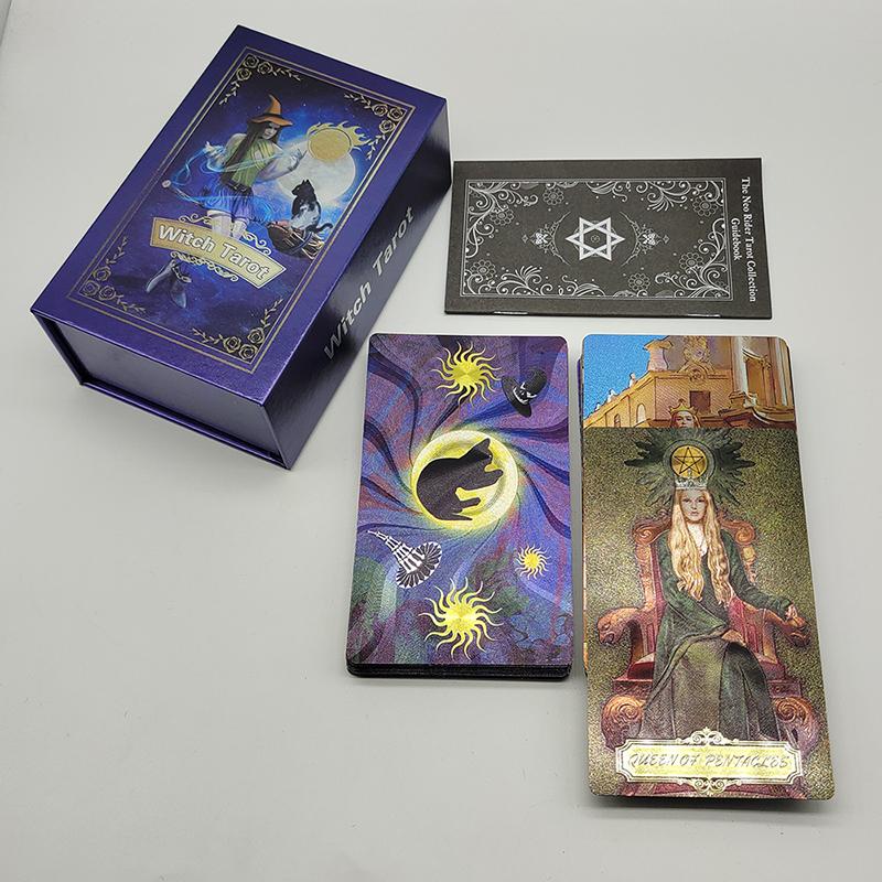 Neues Muster Goldfolie Tarotkarten Hexe Göttlich Prädiktives Brettspiel Wasserdicht Geheimnis Deck Für Anfänger Und Sammler